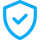 A blue shield with a check mark on it