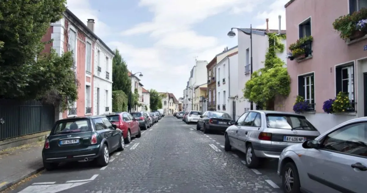 Street Parking For Vehicles In A Residential Area Of Paris