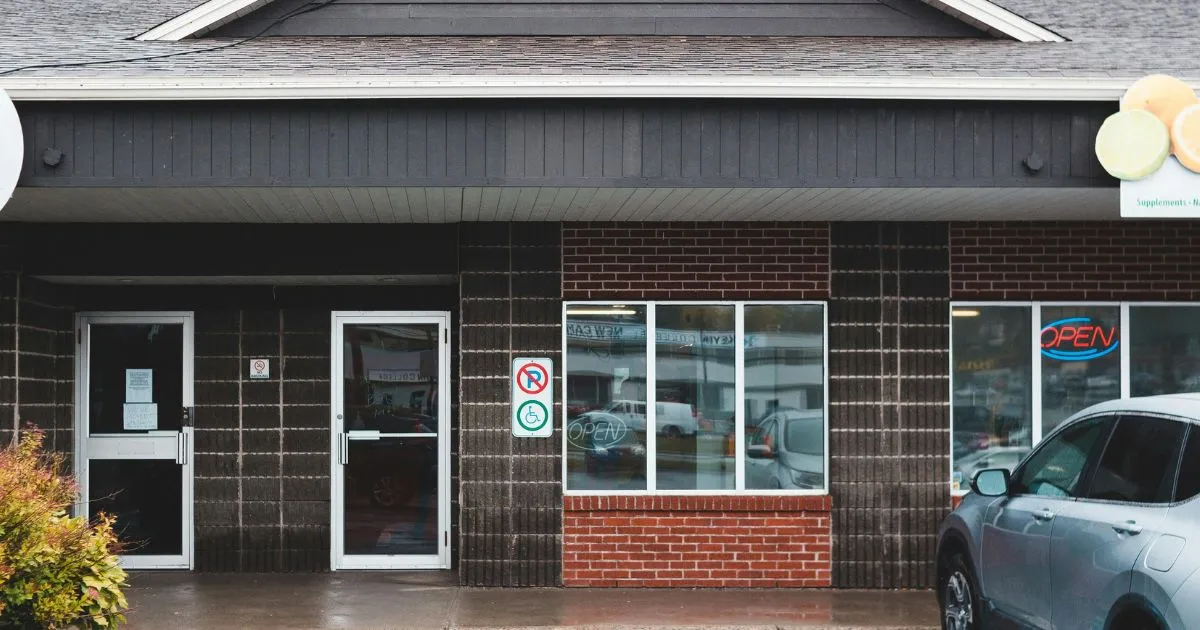 The Parking Area Of A Small Commercial Shop